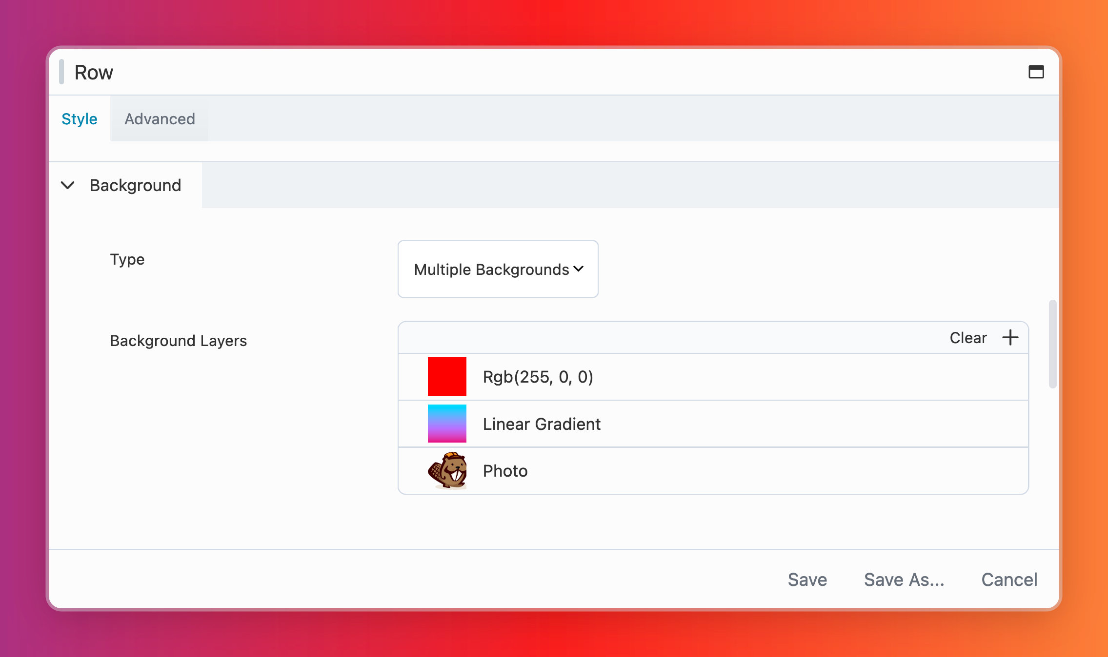 Multiple backgrounds